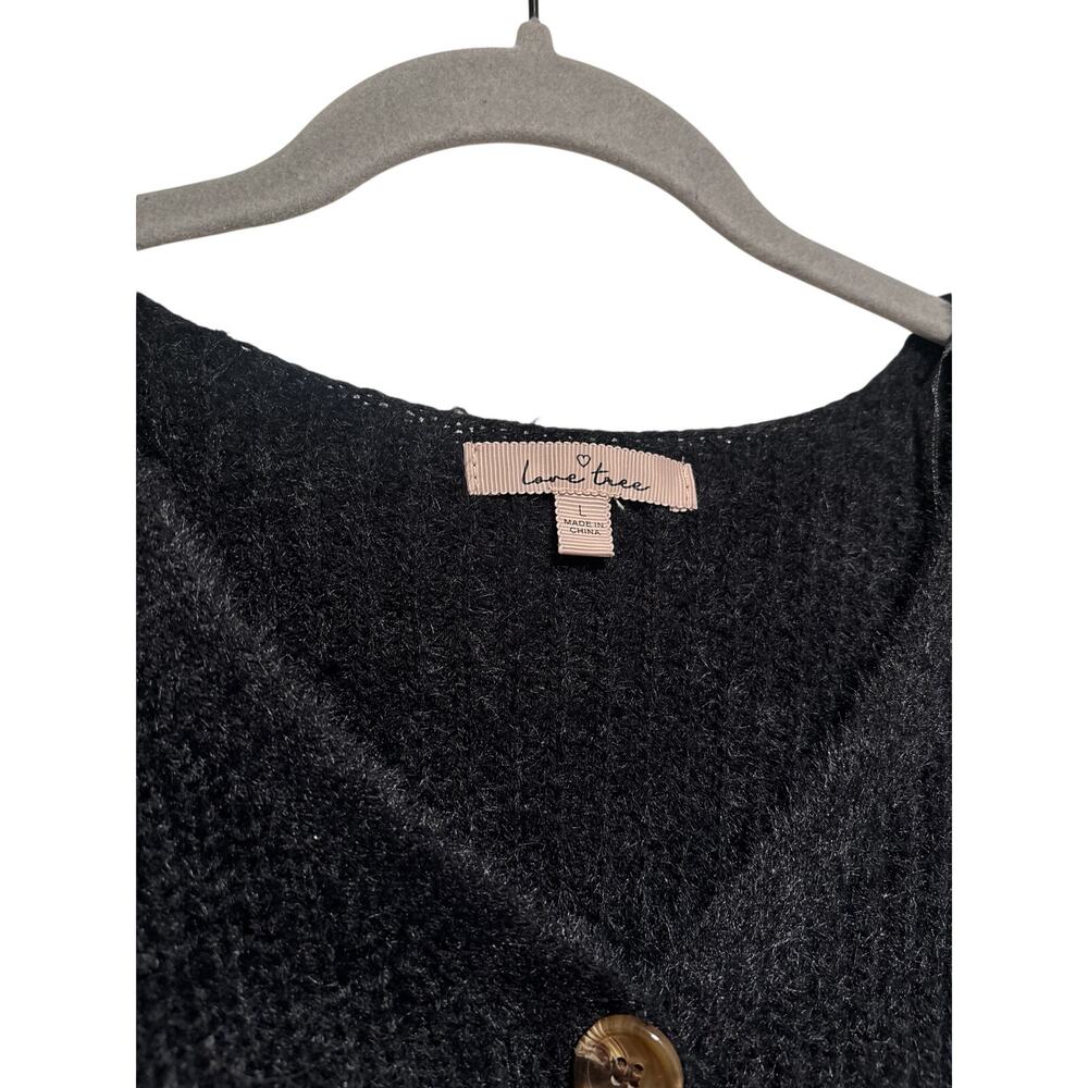 Love Tree Black Fuzzy Button Down Cardigan L - Picture 4 of 8